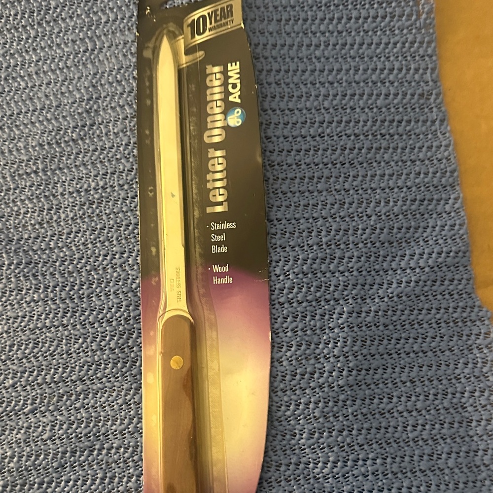 ACME Stainless Steel Letter Opener with Dark Wood Handle
